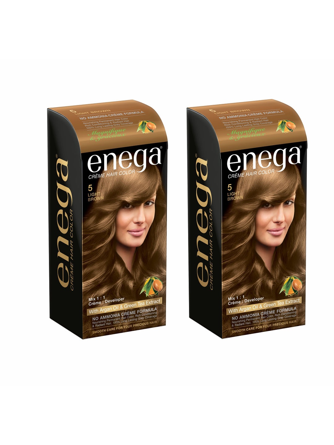 

Enega Set Of 2 No Ammonia Creme Hair Color With Argan Oil -150ml Each-Light Brown