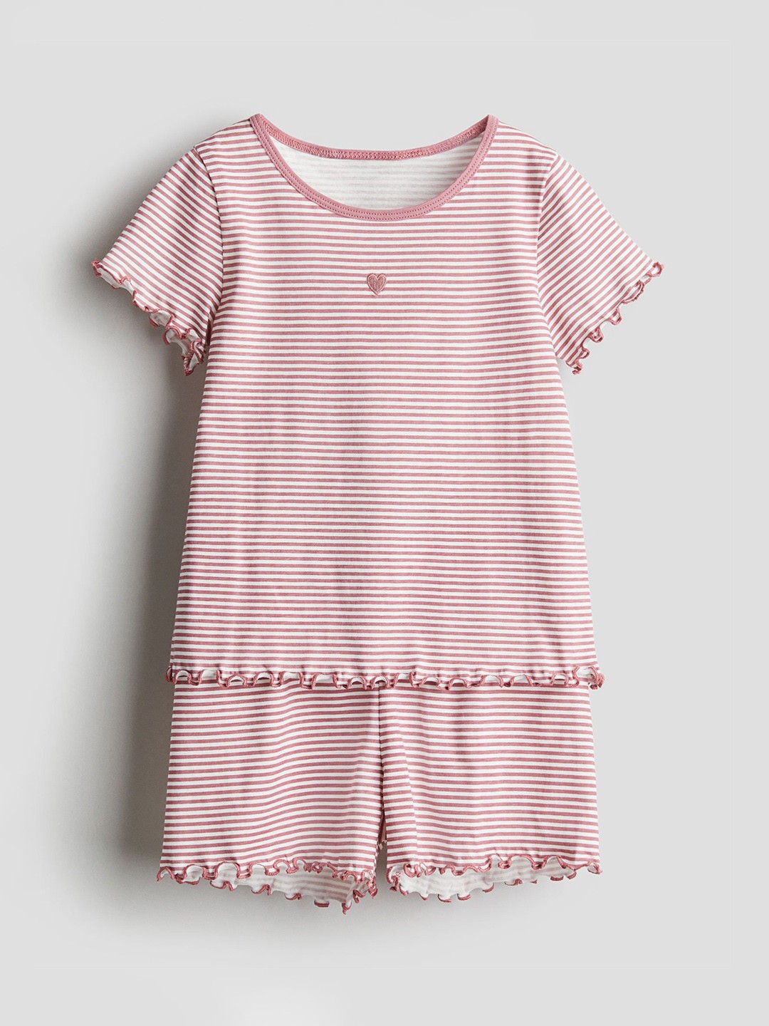 

H&M Infant Girls Striped Pure Cotton Night suit, Pink