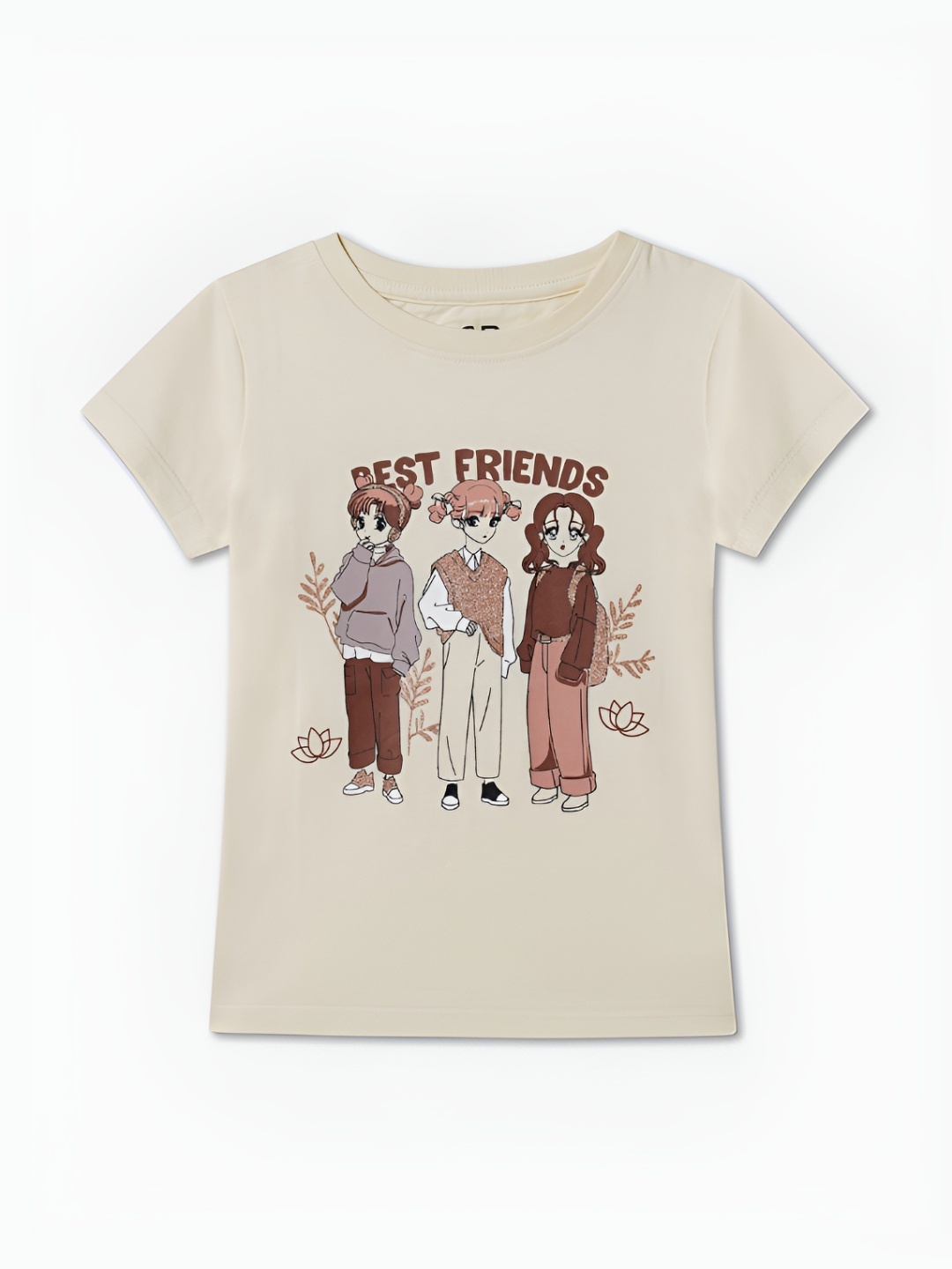 

R&B Girls Typography Printed T-shirt, White