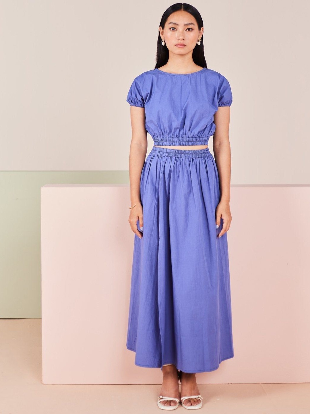 

Sage by Mala Viola Pure-Cotton Top With Skirt, Purple