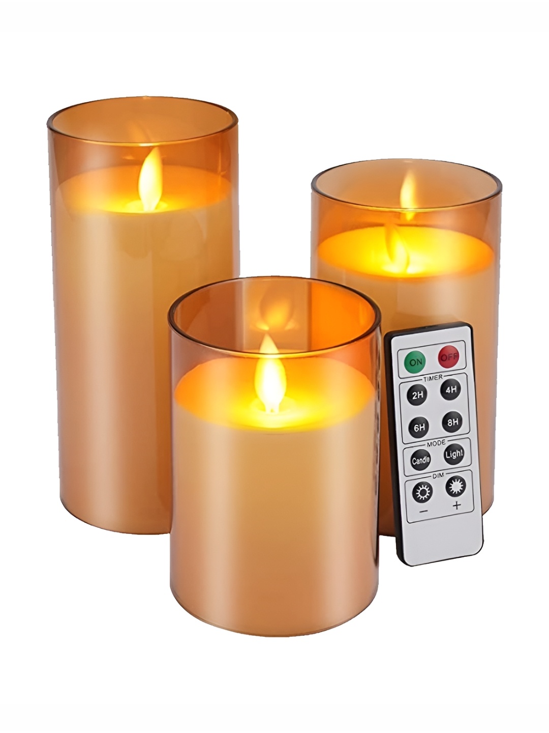 

TIED RIBBONS Gold-Toned 3 pieces Pillar Candle