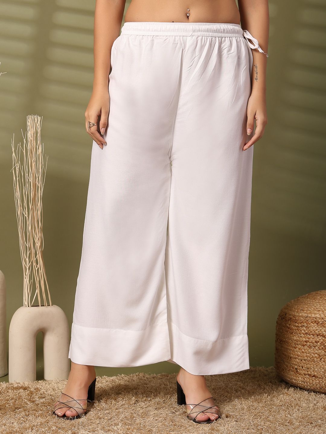 

Clora Creation Women Wide Leg Palazzos, White