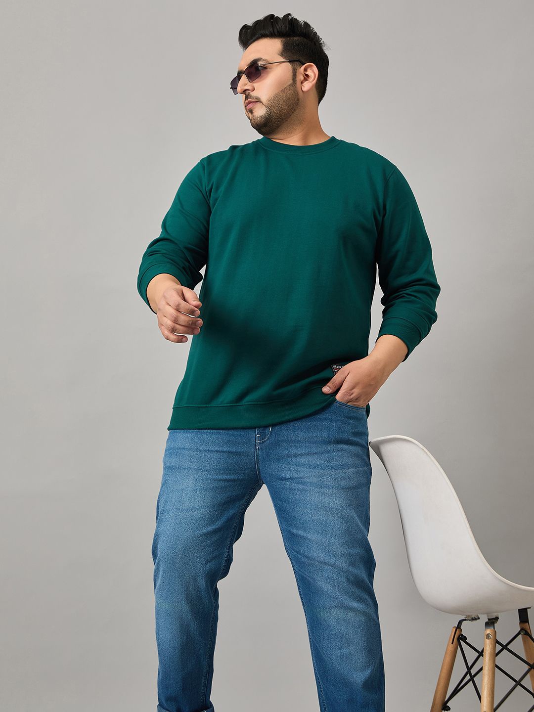 

Club York Men Round Neck Plus Size Sweatshirt, Green