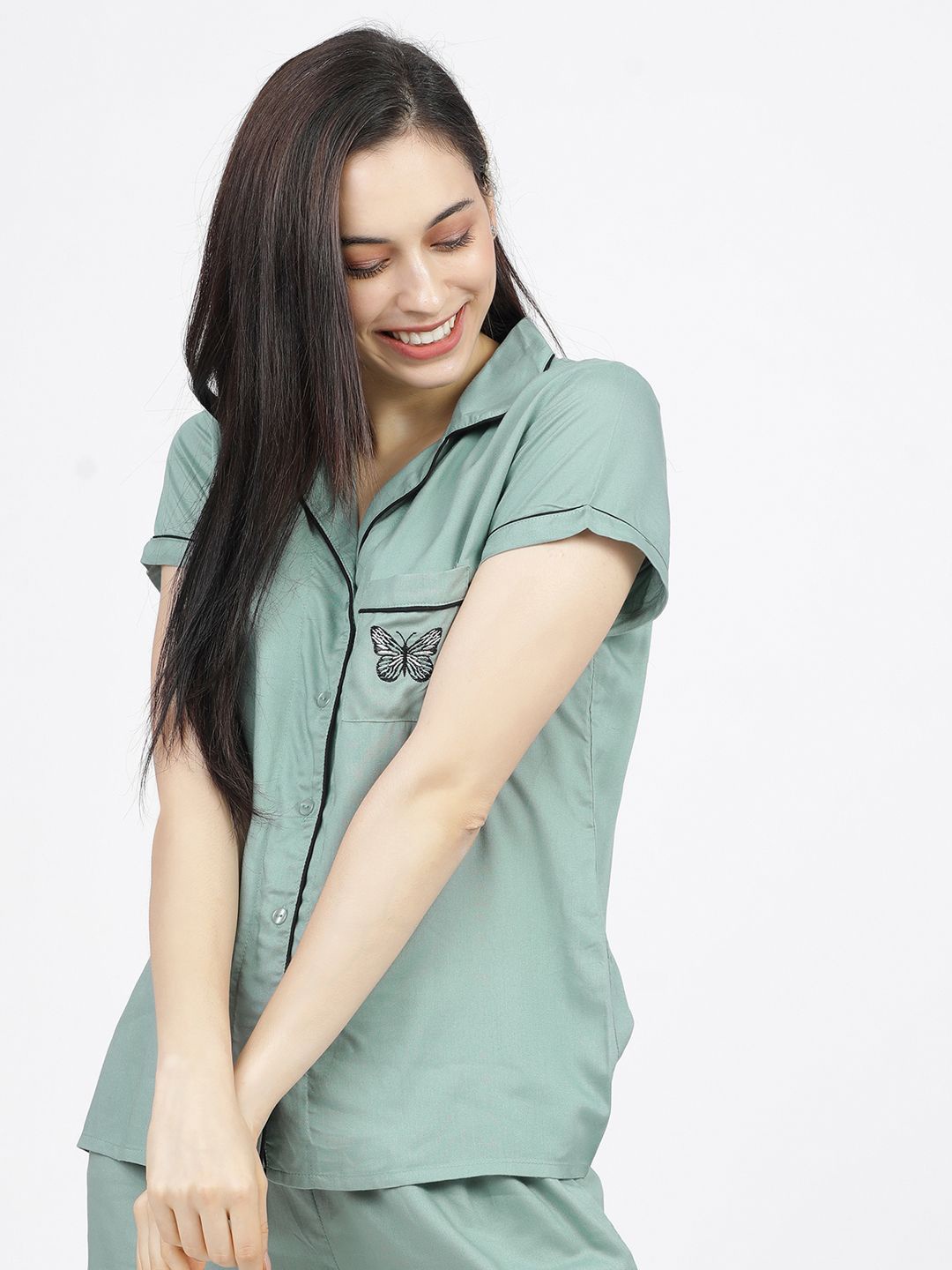 

Tokyo Talkies Womens Solid Sleep Shirt, Green