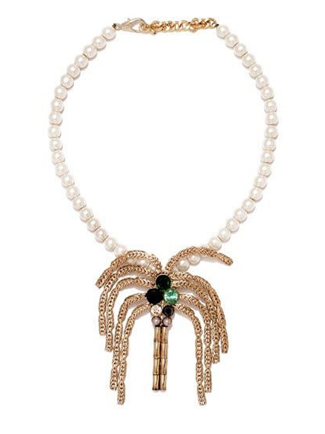 

VALLIYAN BY NITYA Gold-Plated Stones Studded & Beaded Desert Palm Necklace