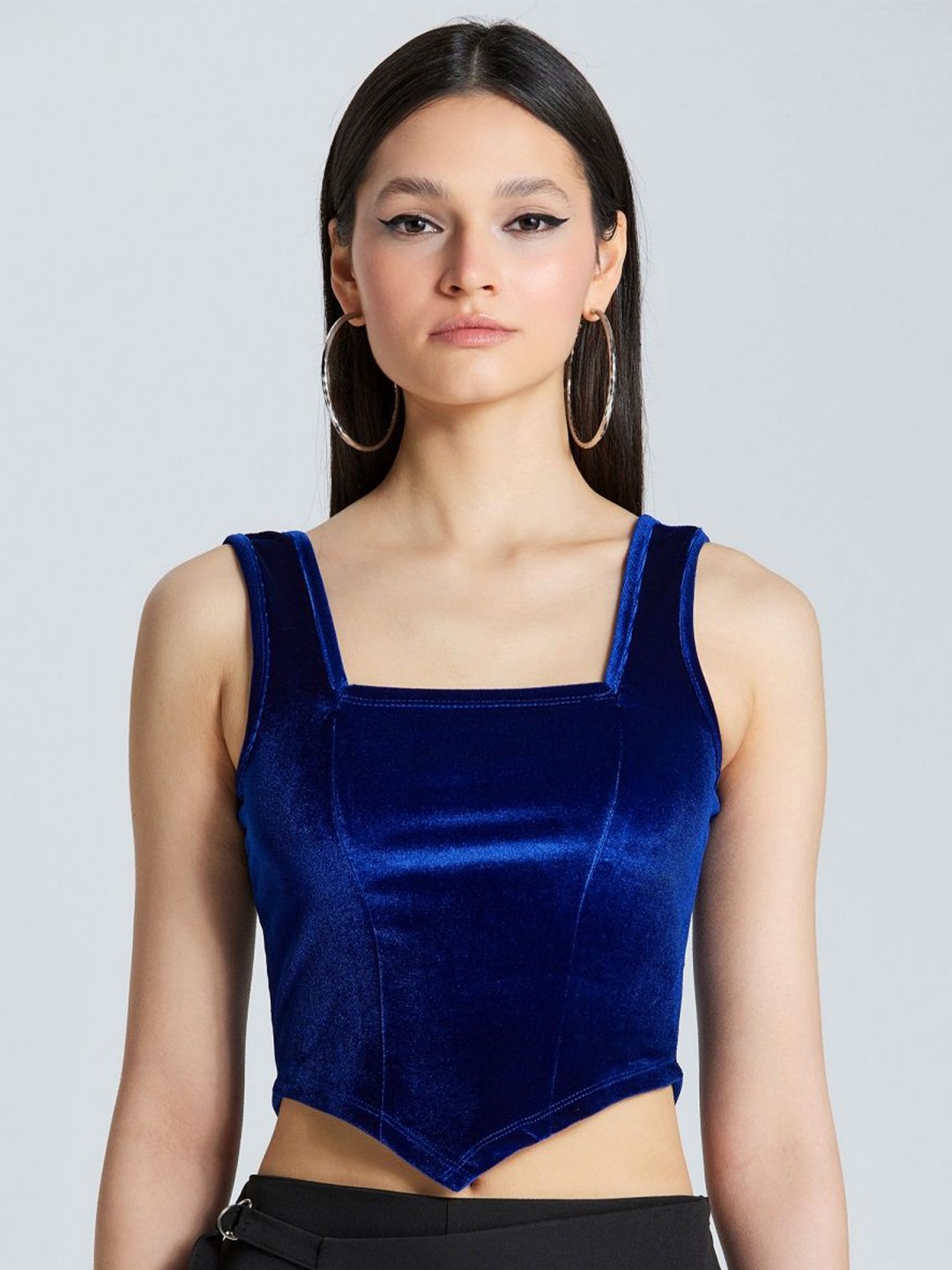 

ZOMODA Women Solid Square Neck Top, Blue