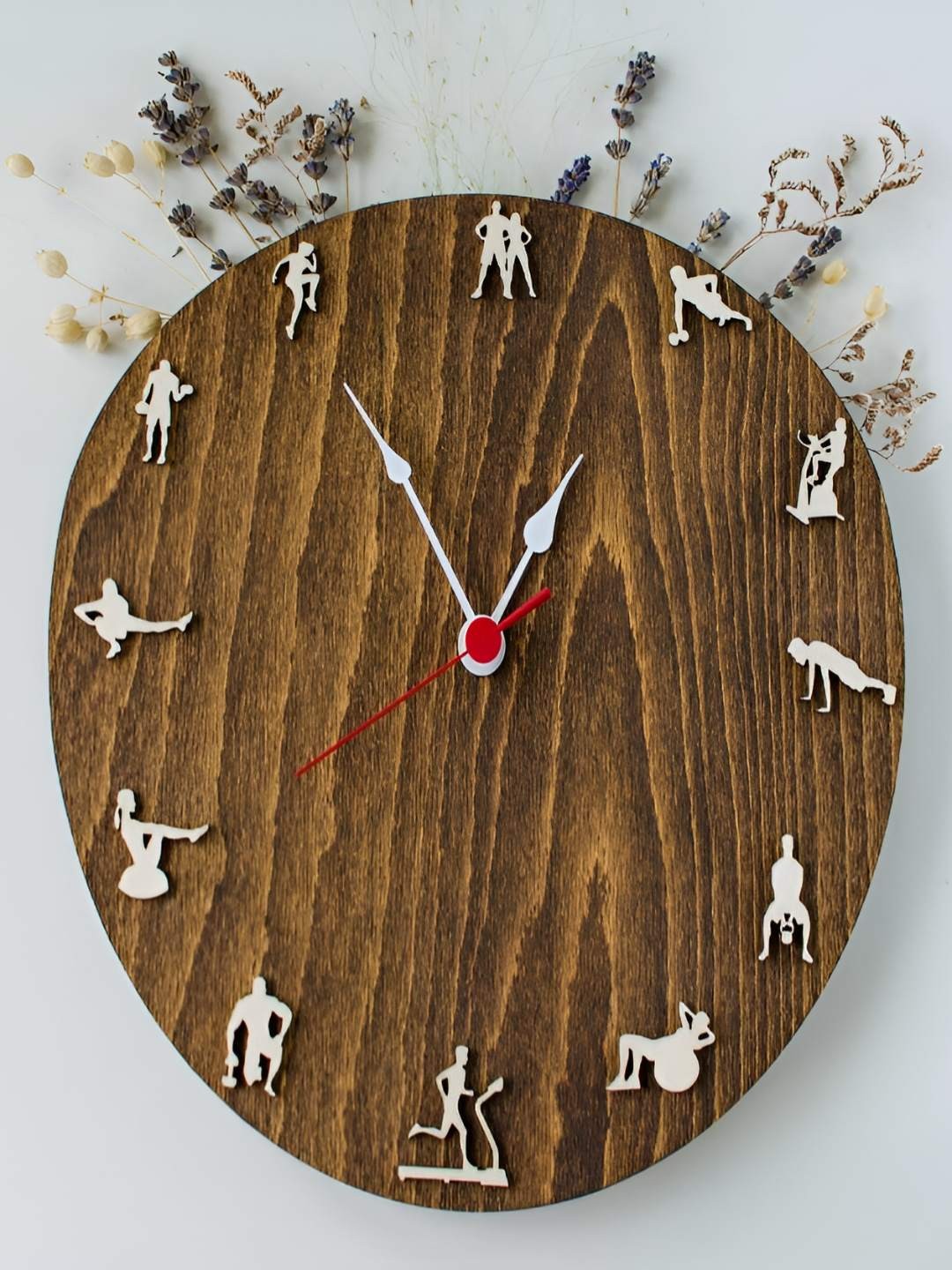 

QEZNEF Beige and White Wooden Textured Analogue Contemporary Wall Clock