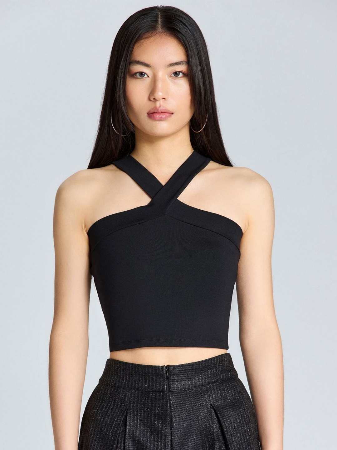 

ZOMODA Women Solid Off-Shoulder Top, Black