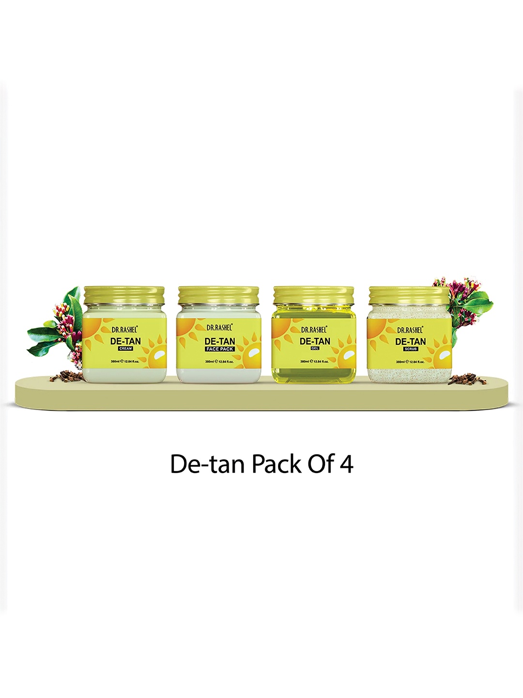 

DR.RASHEL De-tan Scrub De-tan Gel De-tan Face Pack & De-tan Cream Combo-380ml Each, Yellow