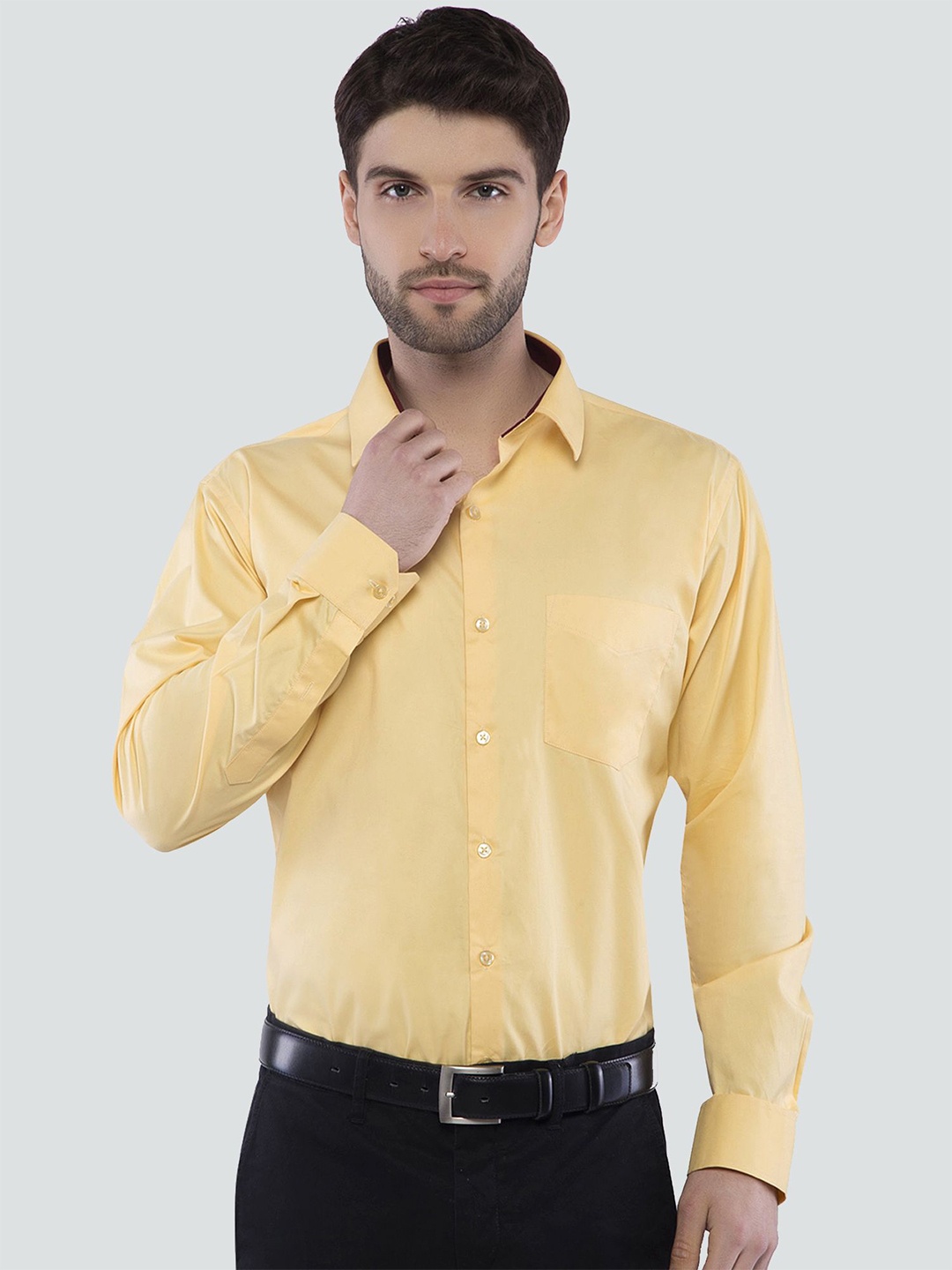 

ASCIIBLUES Men Opaque Casual Shirt, Yellow