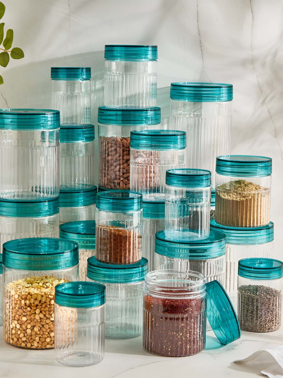 

Home Centre Green 24 Pieces Plastic Easy to Clean Canister Container