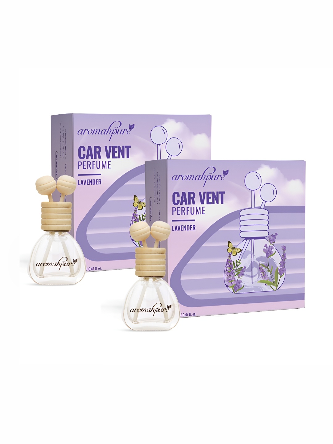 

Aromahpure Purple 2 Pieces Lavender Fragrance Car Vent Clip Air Freshener-14 ml