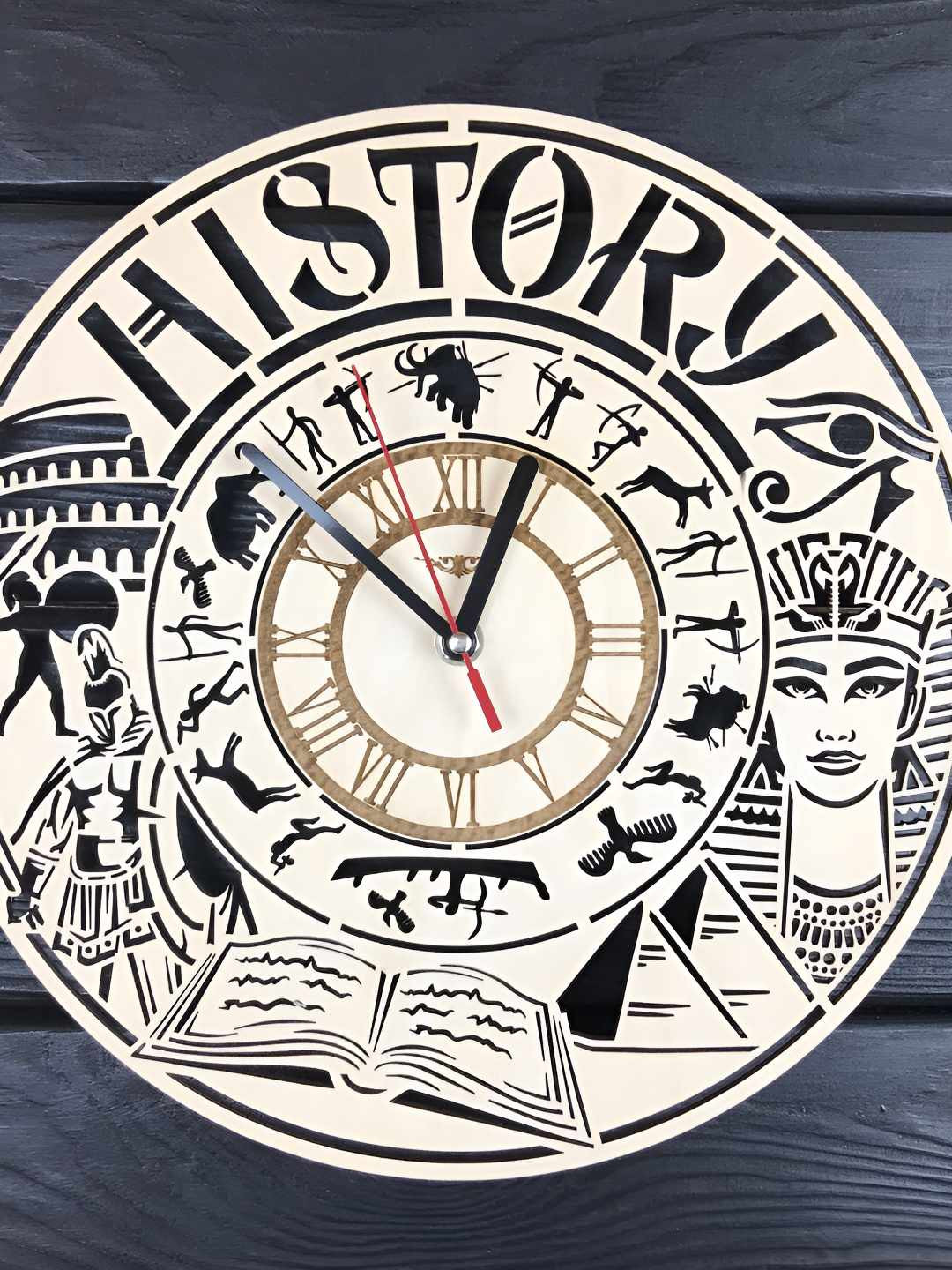 

QEZNEF Beige & Black Printed Analogue Wooden Contemporary Wall Clock