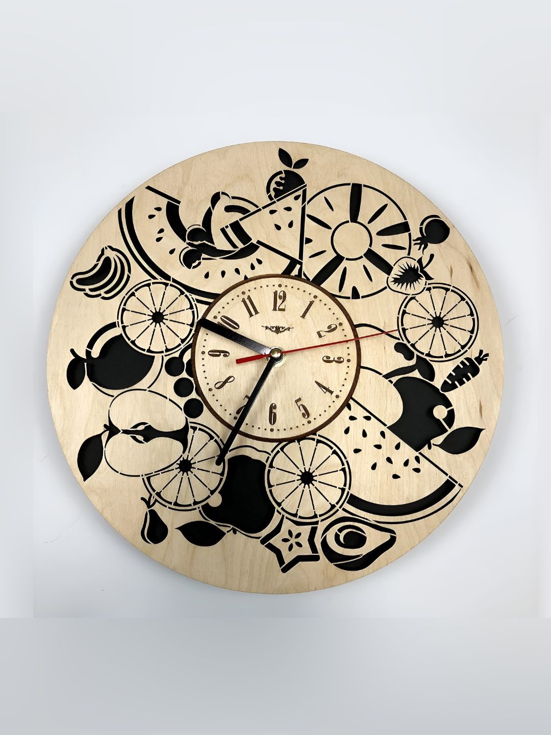 

QEZNEF Beige Textured Round Contemporary Analogue Wooden Wall Clock Without Glass
