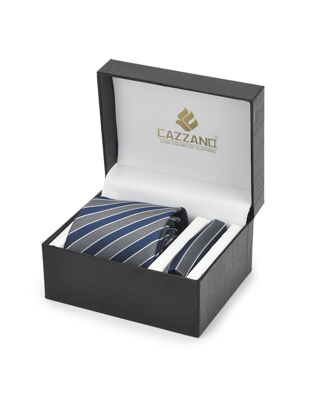 

Cazzano Men Accessory Gift Set Of Tie & Pocket Square, Blue