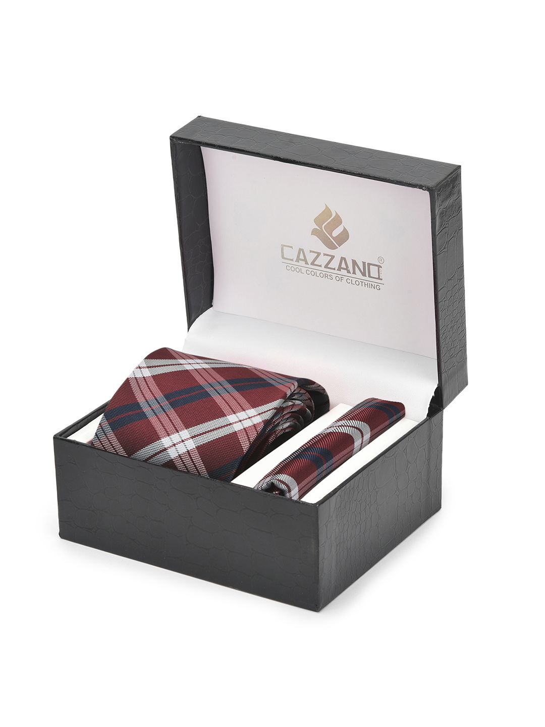 

Cazzano Men Accessory Gift Set Of Tie and Pocket Square, Maroon