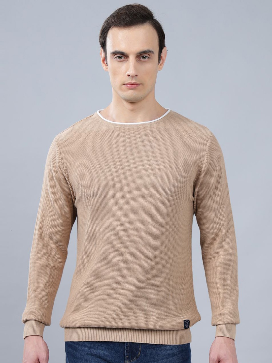 

Cantabil Men Self Design Full Sleeve Sweater Pullover, Beige