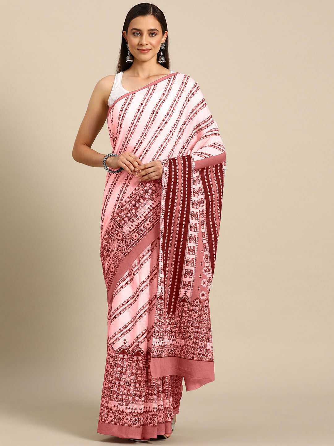 

BUTA BUTI Floral Pure Cotton Saree, Mauve