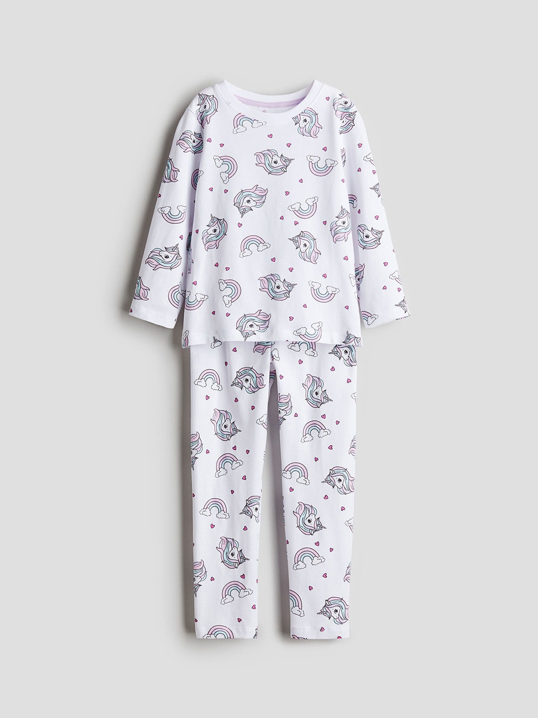 

H&M Girls Printed Cotton Night suits, White