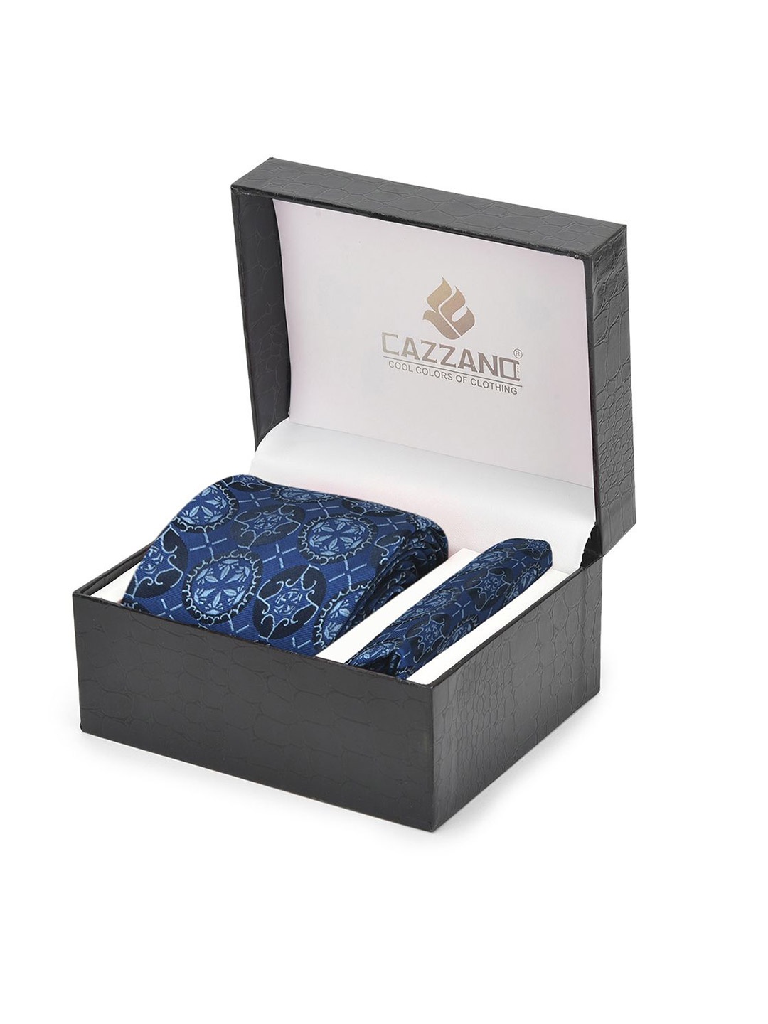 

Cazzano Men Accessory Gift Set Of Tie and Pocket Square, Blue