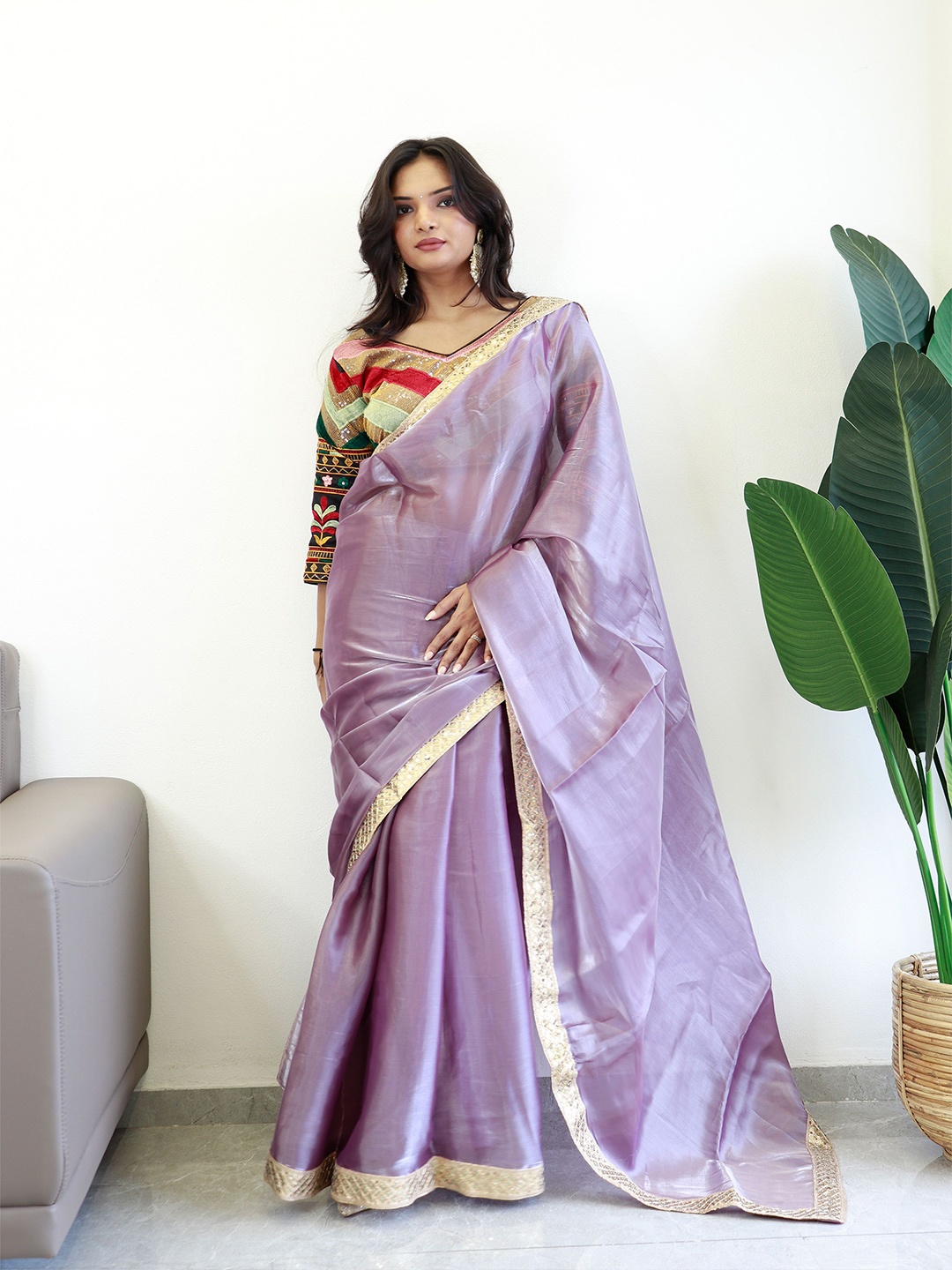 

Anouk Solid Organza Saree, Purple