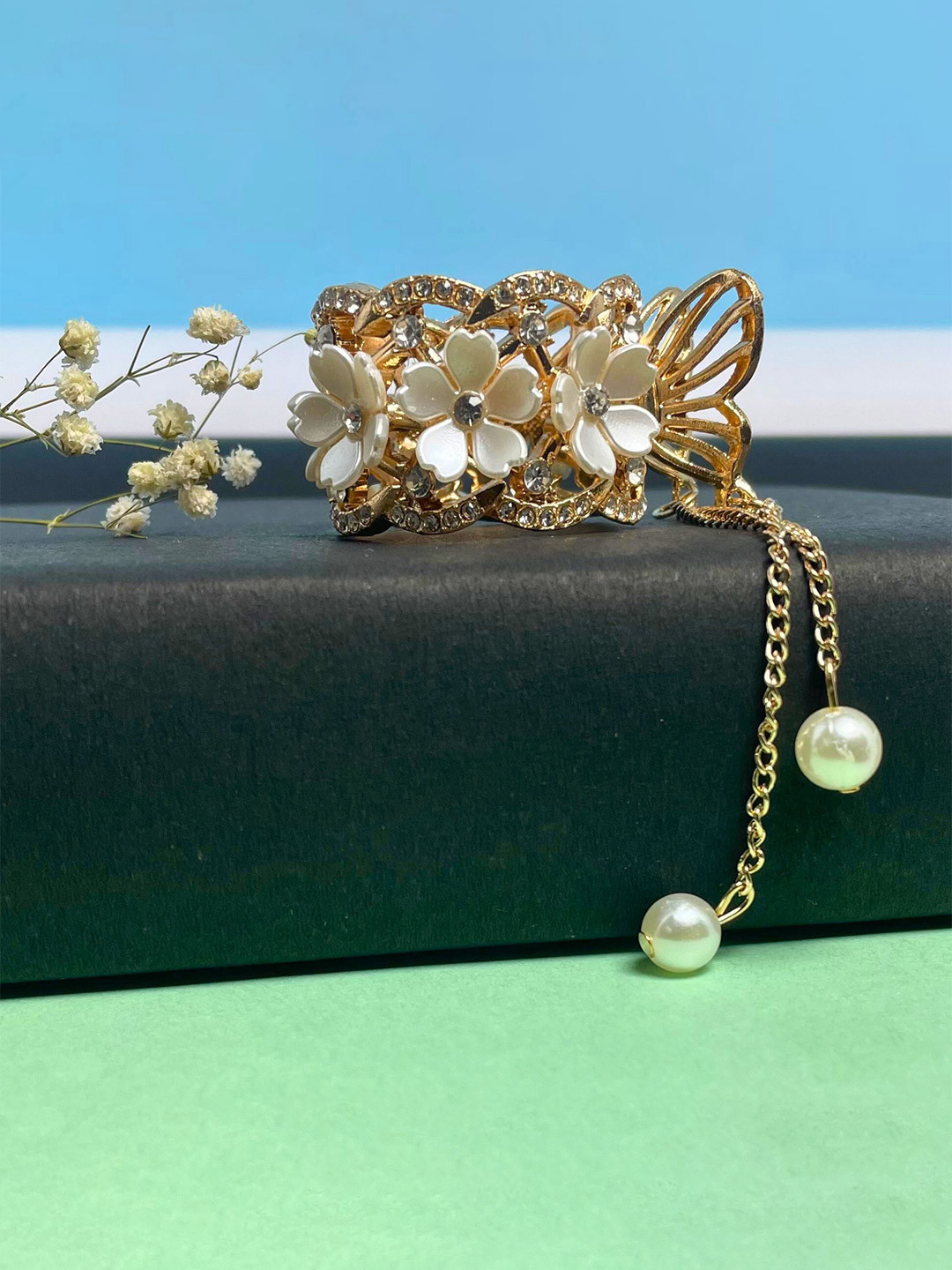 

MANSIYAORANGE Women Embellished Claw Clip, Gold