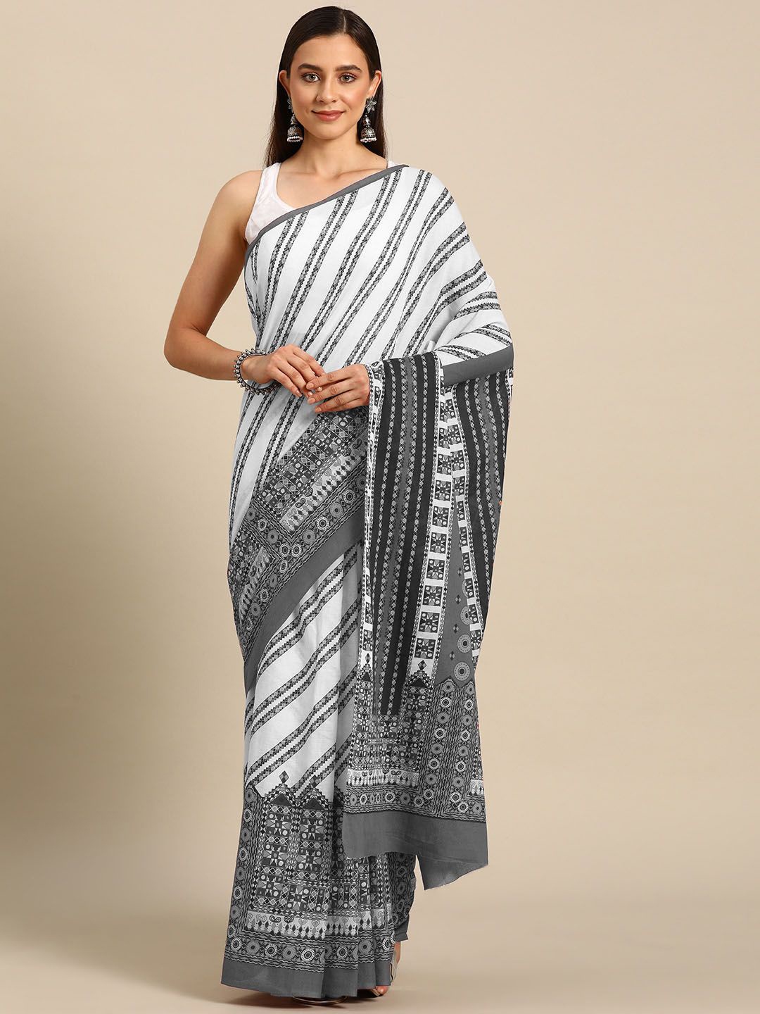 

BUTA BUTI Pure Cotton Saree, Grey