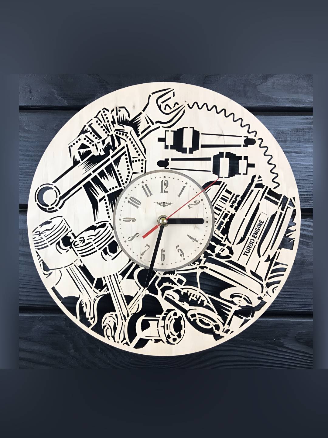 

QEZNEF Beige & Black Printed Contemporary Wooden Analogue Wall Clock