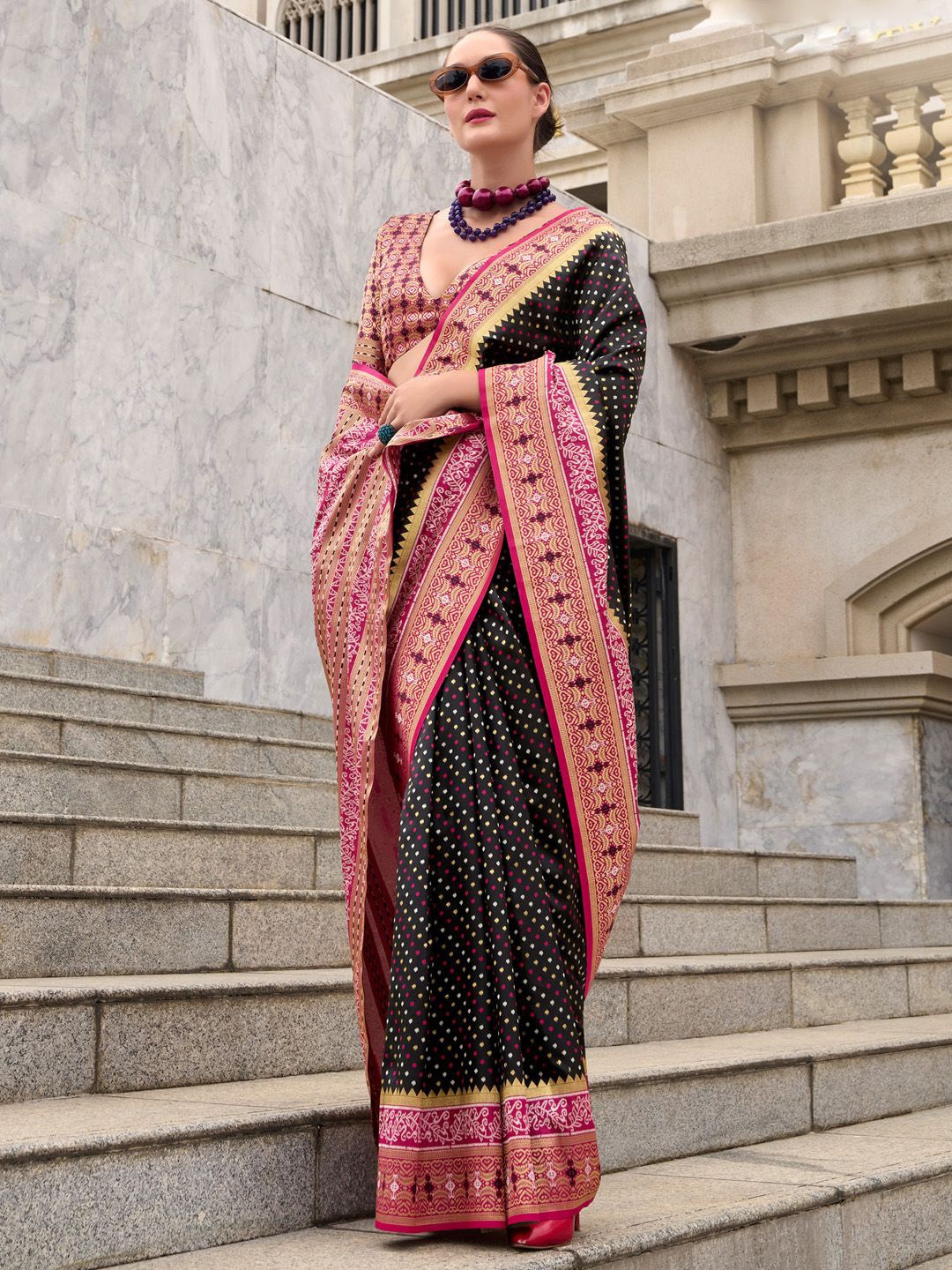 

Anouk Ethnic Woven Design Zari Banarasi Saree, Black