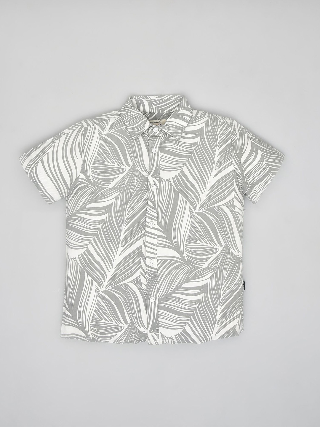 

YOUMAA Boys Cotton Printed Opaque Striped Casual Shirt, Grey