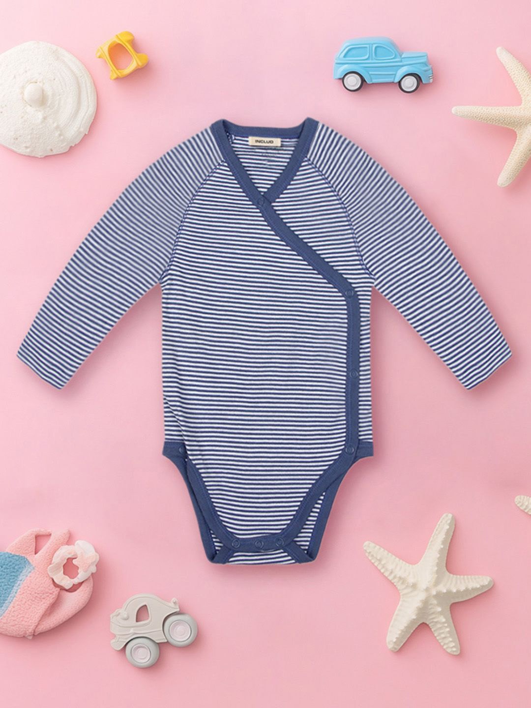 

INCLUD Infant Boys Striped Bodysuit, Blue