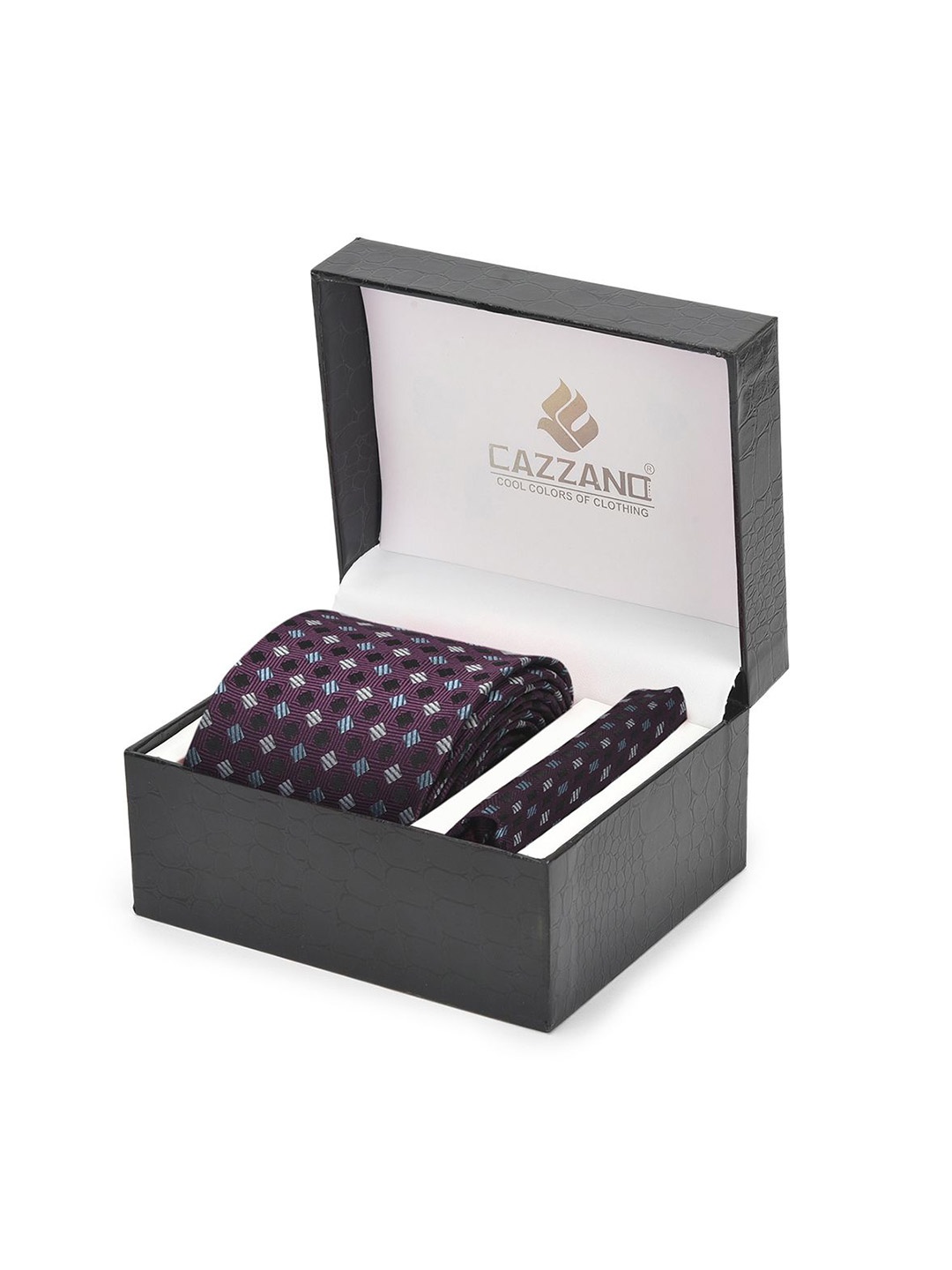 

Cazzano Men Accessory Gift Set Of Tie & Pocket Square, Purple