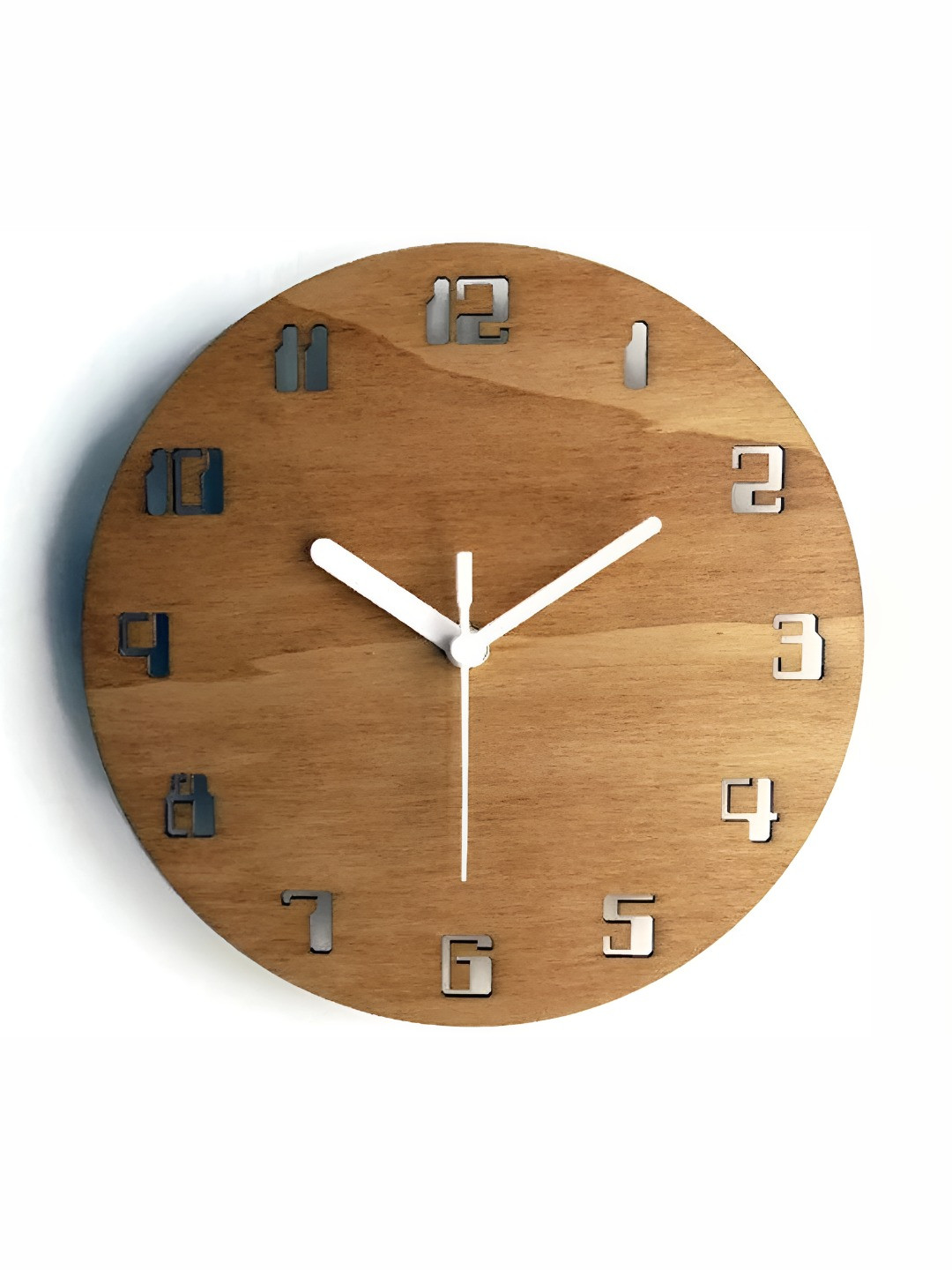 

QEZNEF Brown and White Wooden Textured Analogue Contemporary Wall Clock