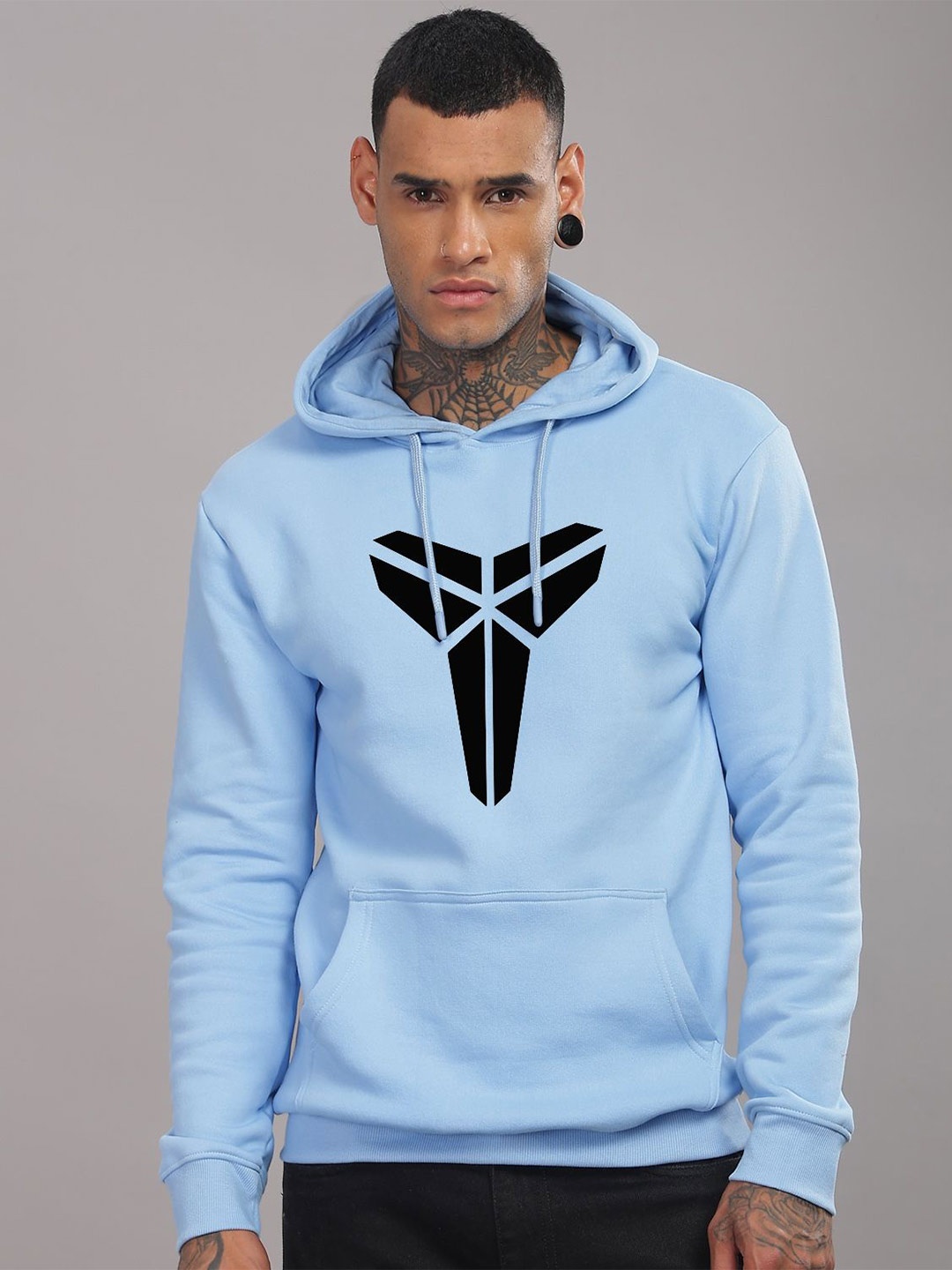 

ADRO Men Printed Hooded Sweatshirt, Blue