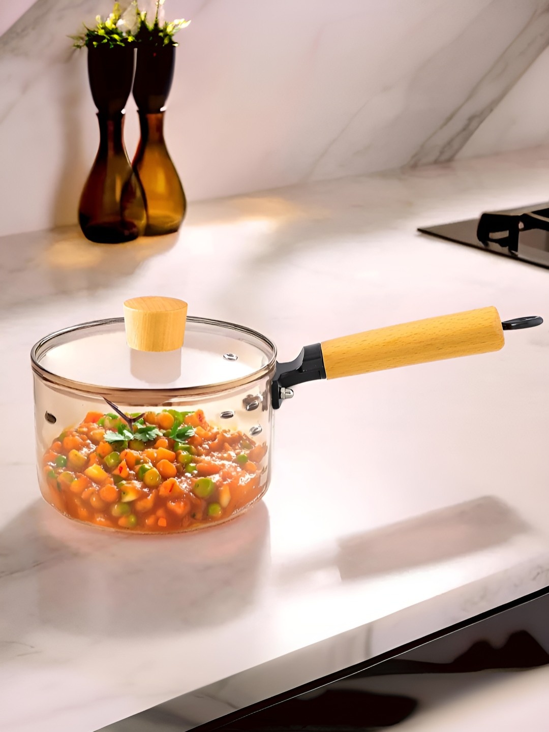 

UMAI Brown Borosilicate Glass Saucepan With Handle 2.8 L