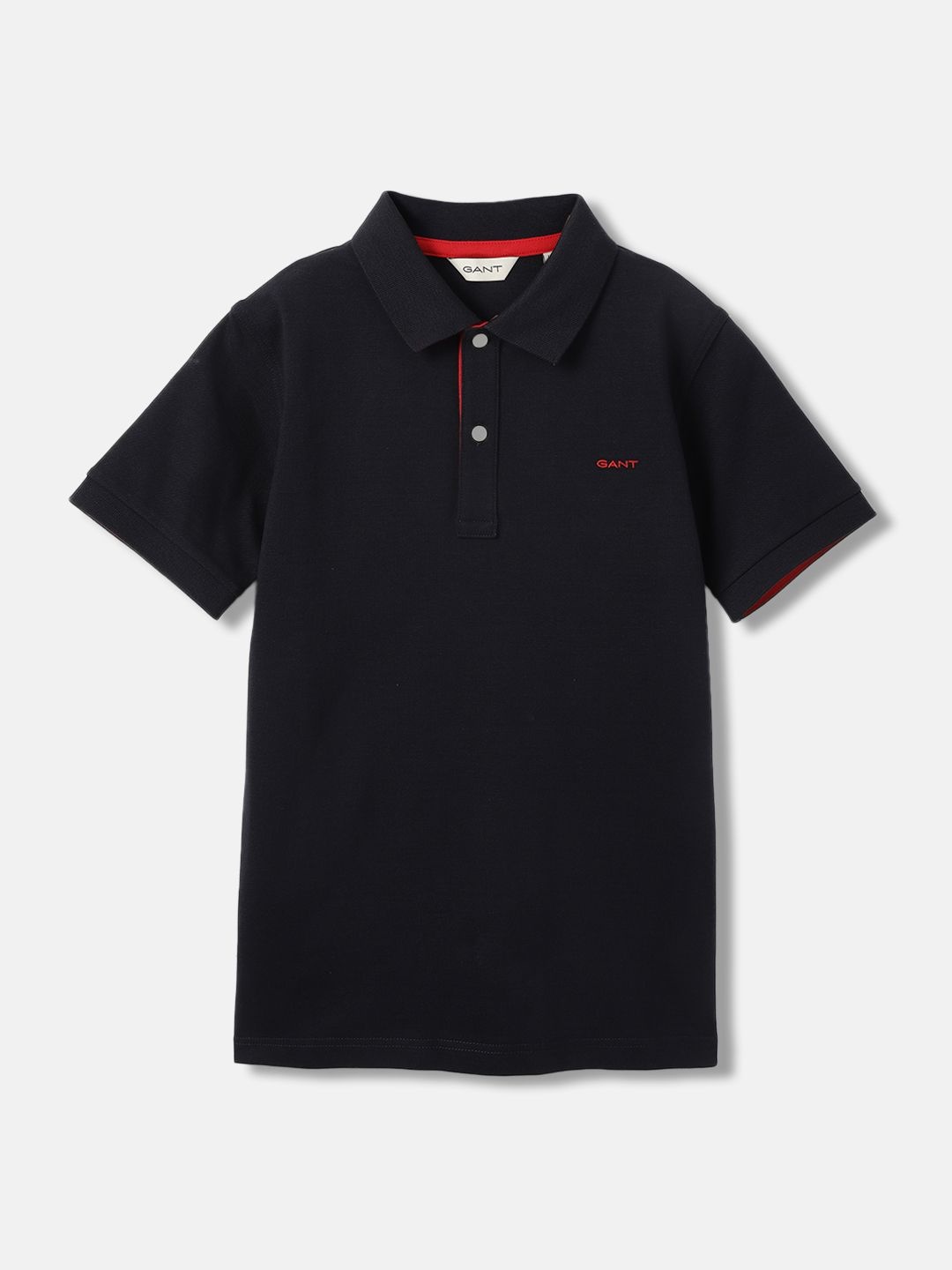 

GANT Boys Solid Polo Collar Cotton T-shirt, Navy blue