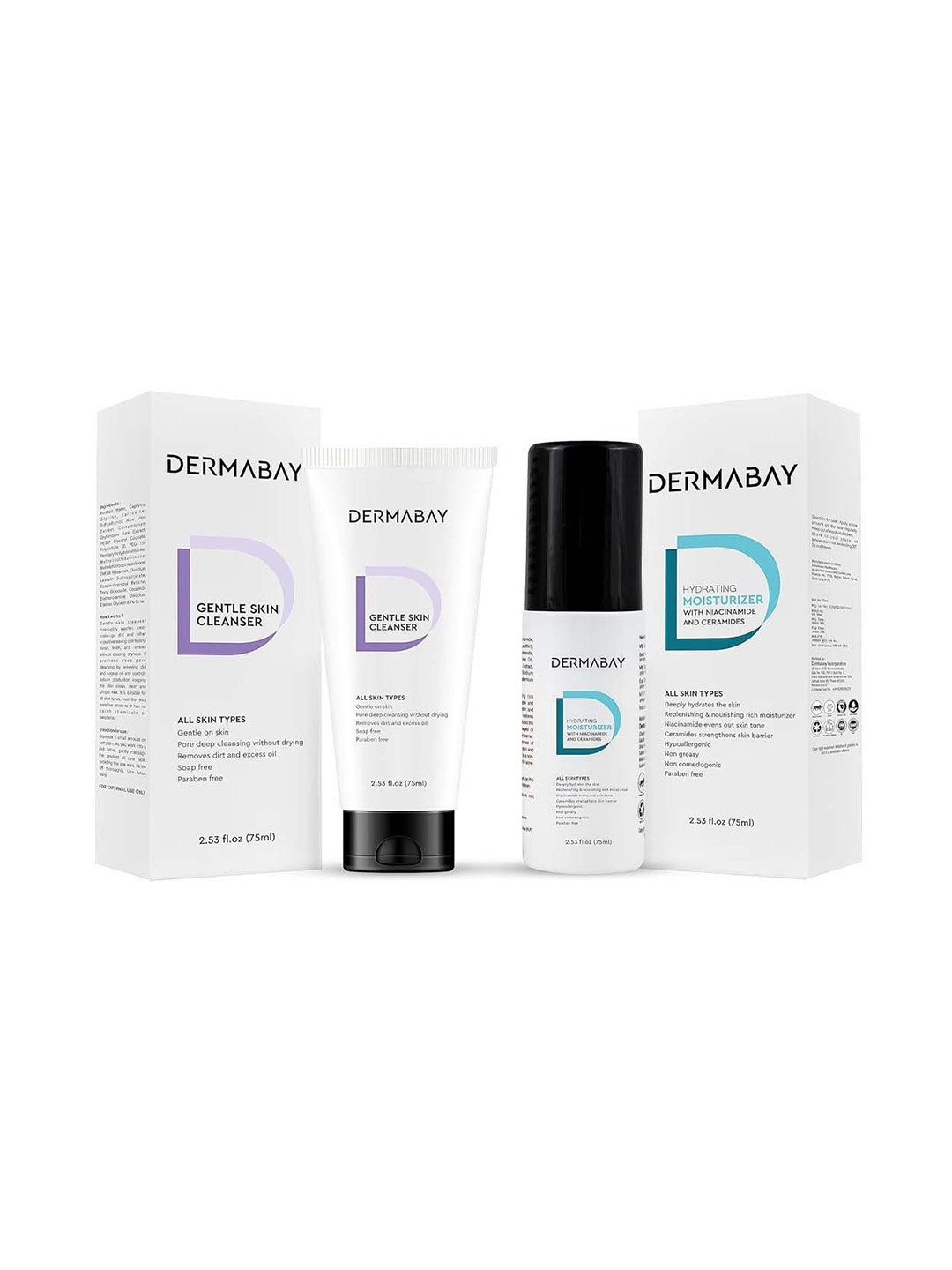 

DermaBay Gentle Skin Cleanser With Hydrating Moisturizer - 75 ml Each, White