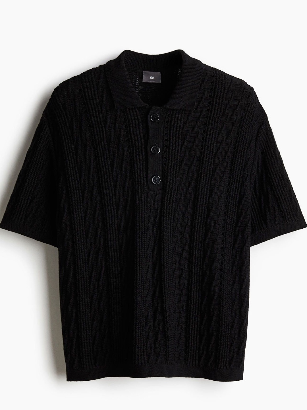 

H&M Cotton Polo T-Shirt, Black