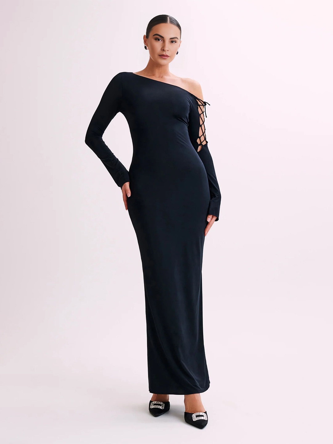 

Bee Boe Satin Maxi Dress, Black