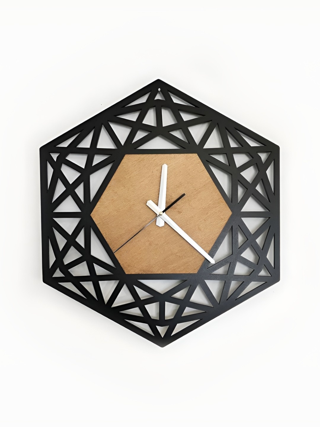 

QEZNEF Black & Brown Textured Contemporary Wooden Geometric Wall Clock