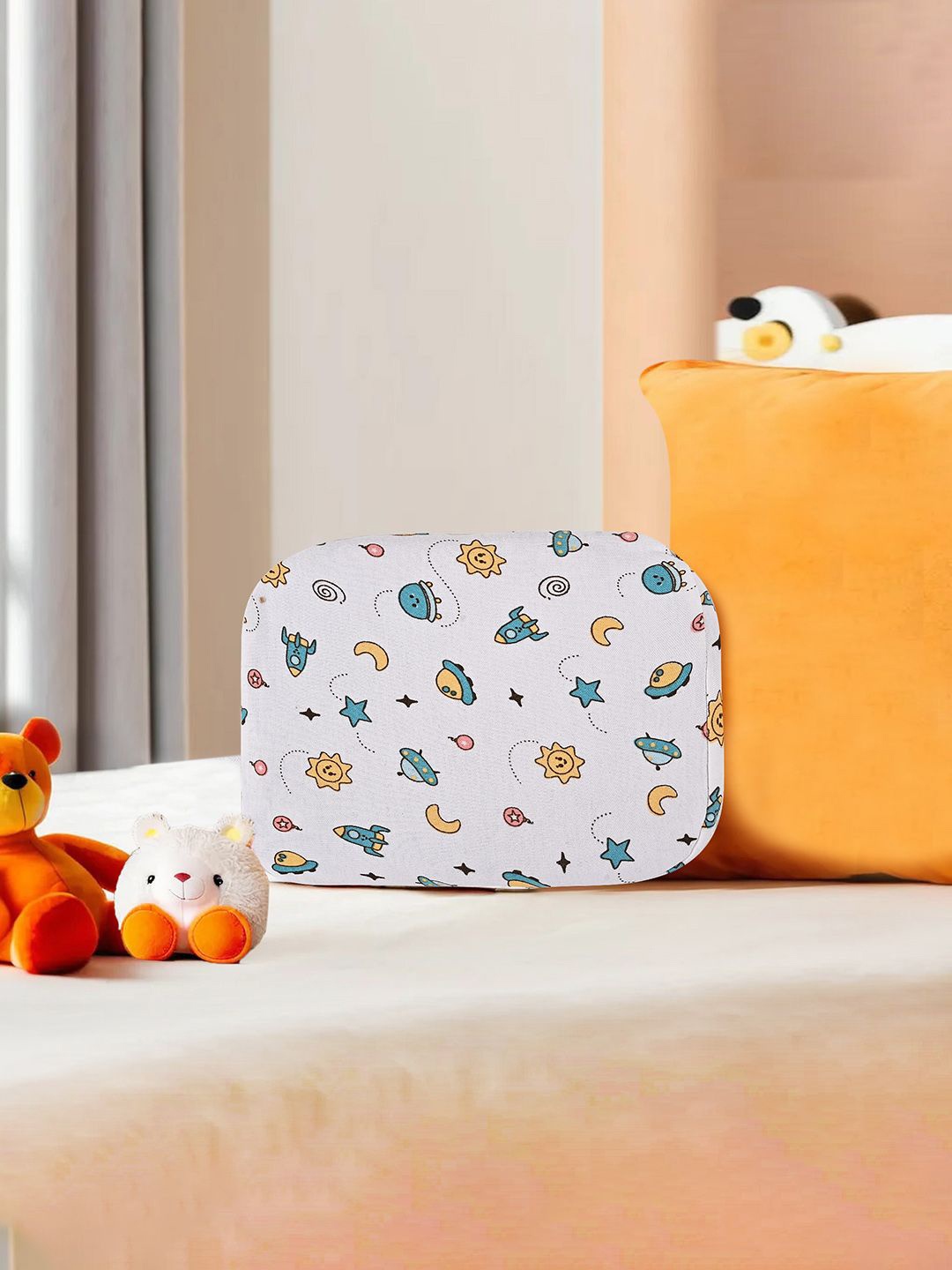 

Kuber Industries Printed Cotton Baby Sleep Pillows, White