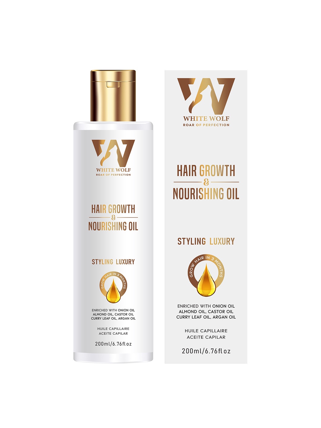 

White Wolf Hair Growth & Nourishing Oil -200ml, Gold