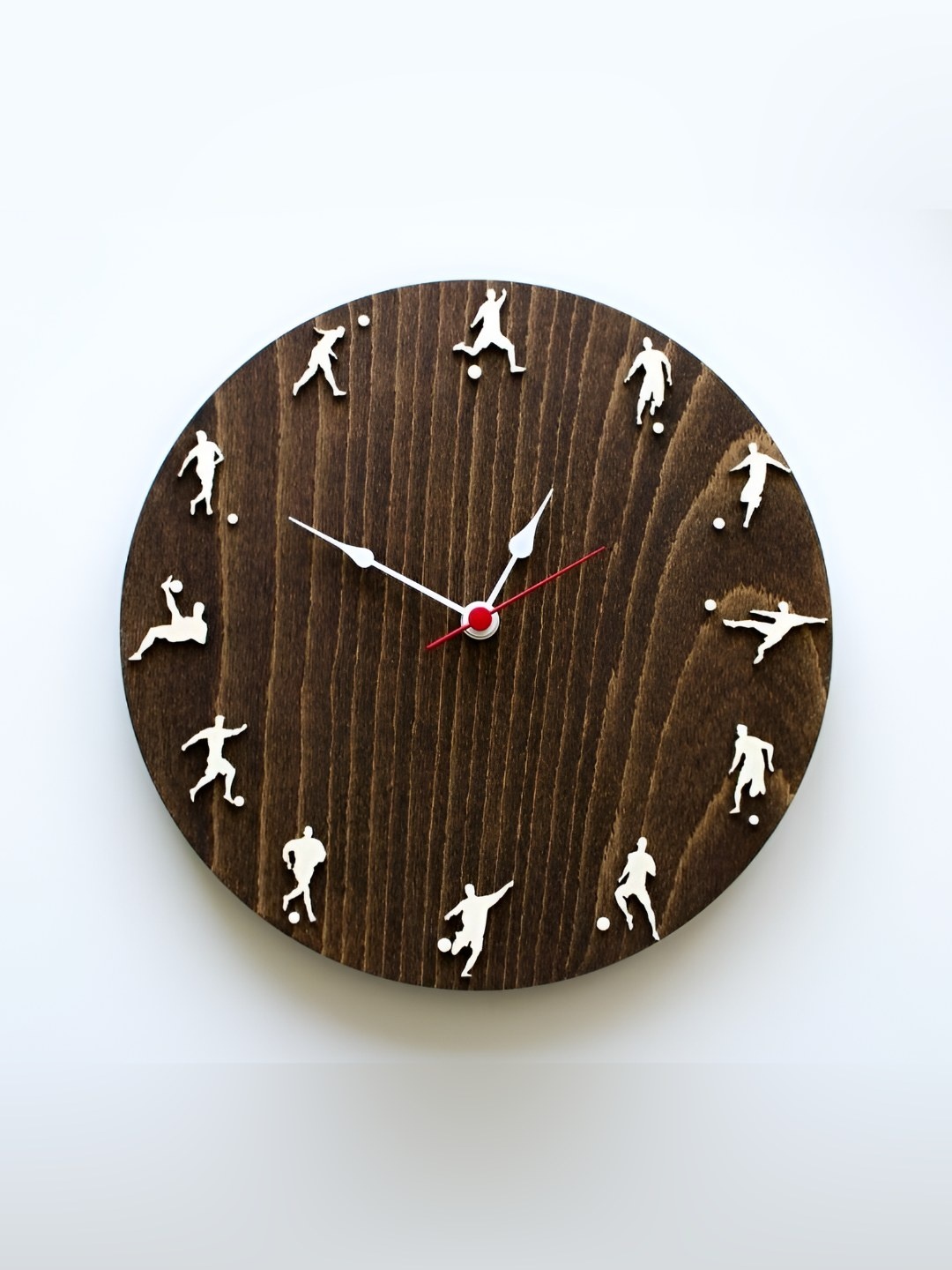 

QEZNEF Brown and White Wooden Textured Analogue Contemporary Wall Clock