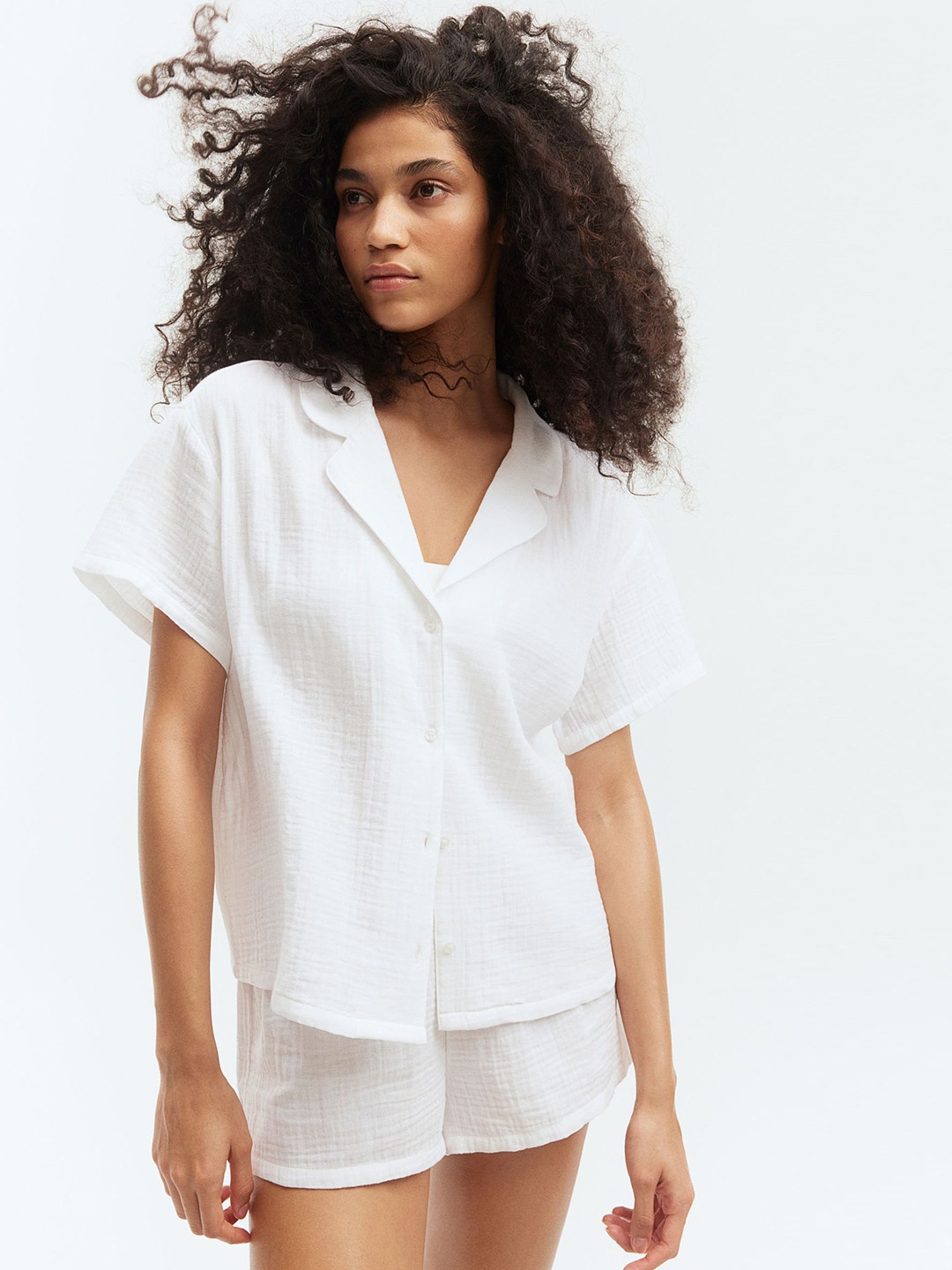 

H&M Women Pure Cotton Night Suits, White
