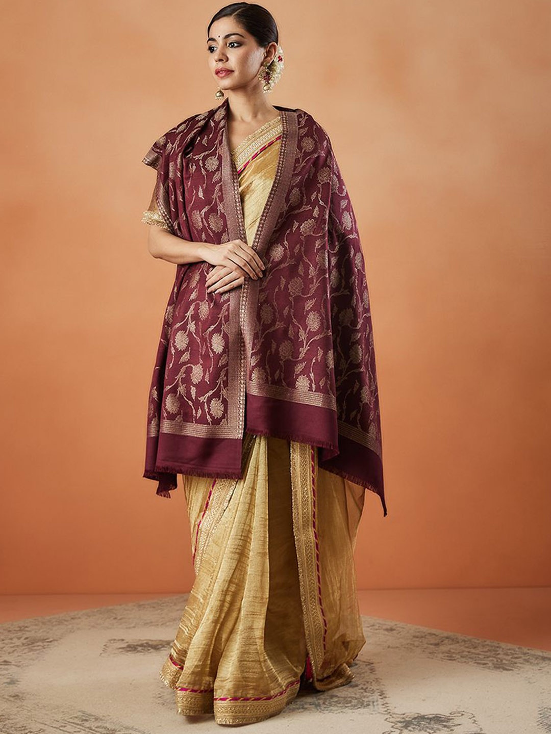 

Pashmoda Chashm-E-Bahar Kaani Ethnic Motifs Woven Design Shawl, Purple