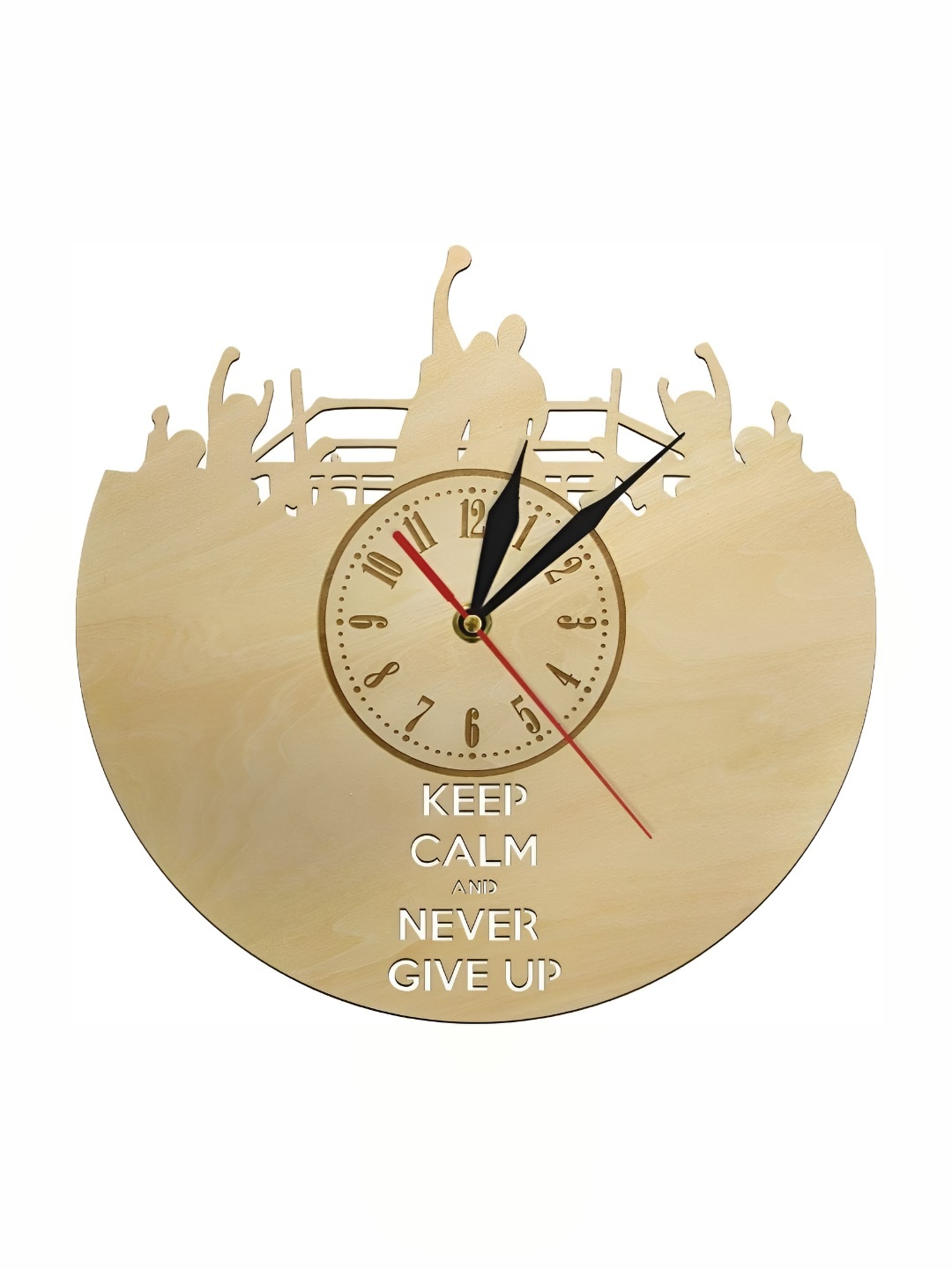 

QEZNEF Beige Textured Quirky Contemporary Analogue Wooden Wall Clock Without Glass