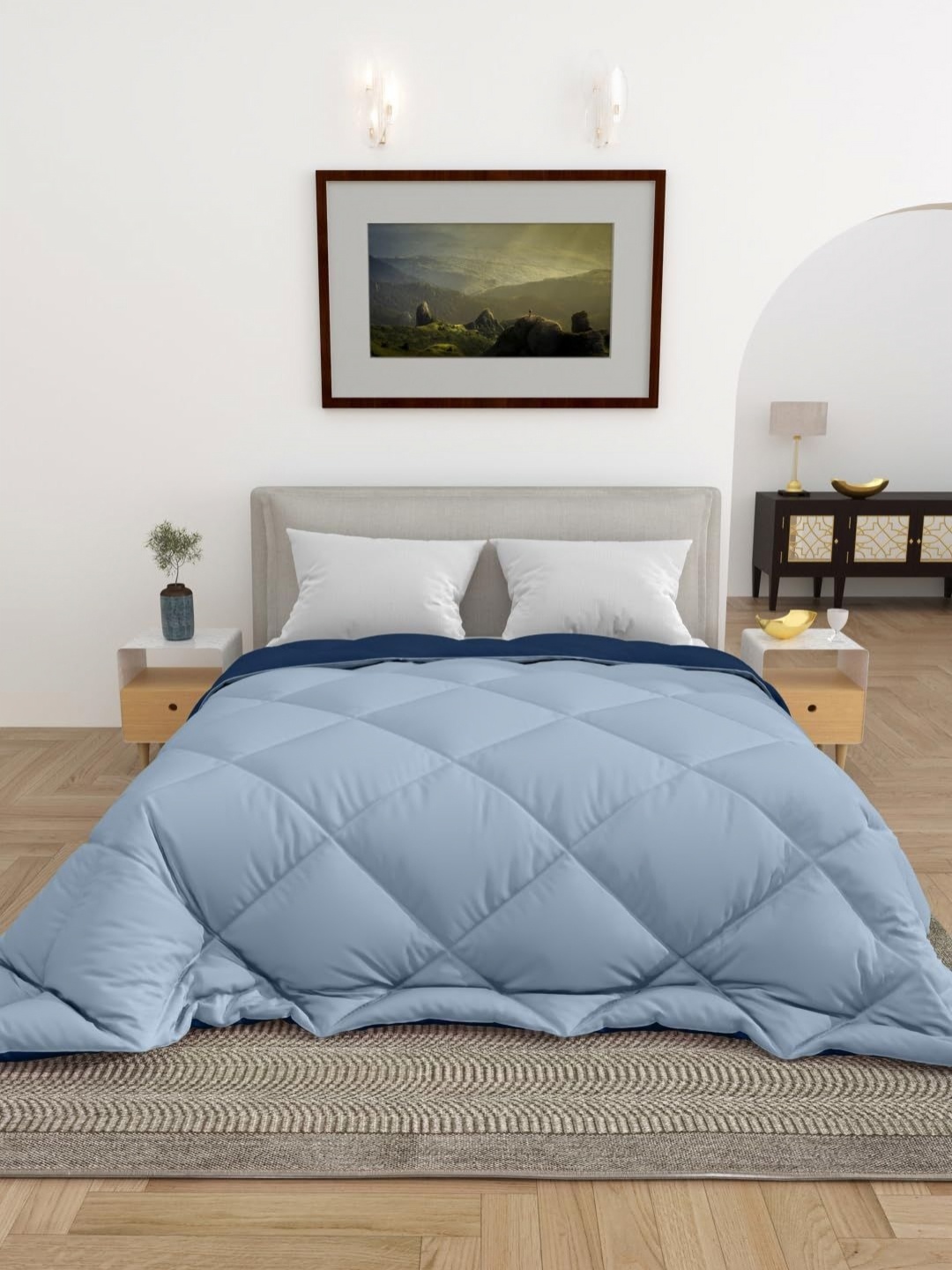 

CHICERY Blue & Navy Blue Heavy Winter 300 GSM Single Bed Reversible Comforter