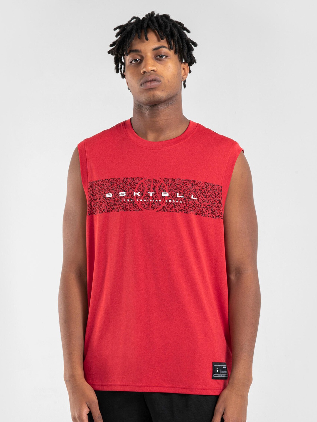 

TARMAK By Decathlon Men Printed Crew Neck Tank Top Basketball Jersey, Red