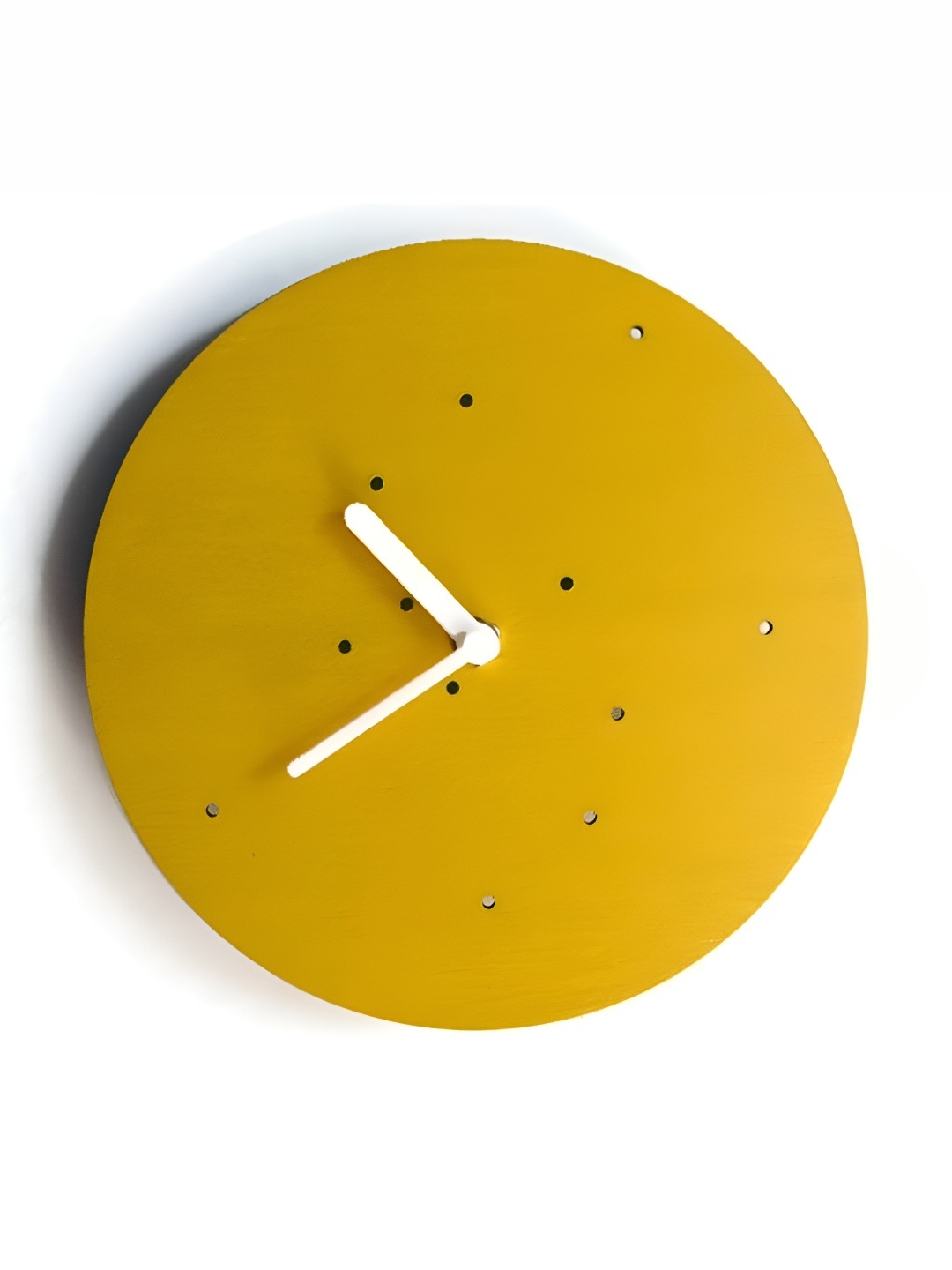 

QEZNEF Yellow Textured Round Contemporary Analogue Wooden Wall Clock Without Glass