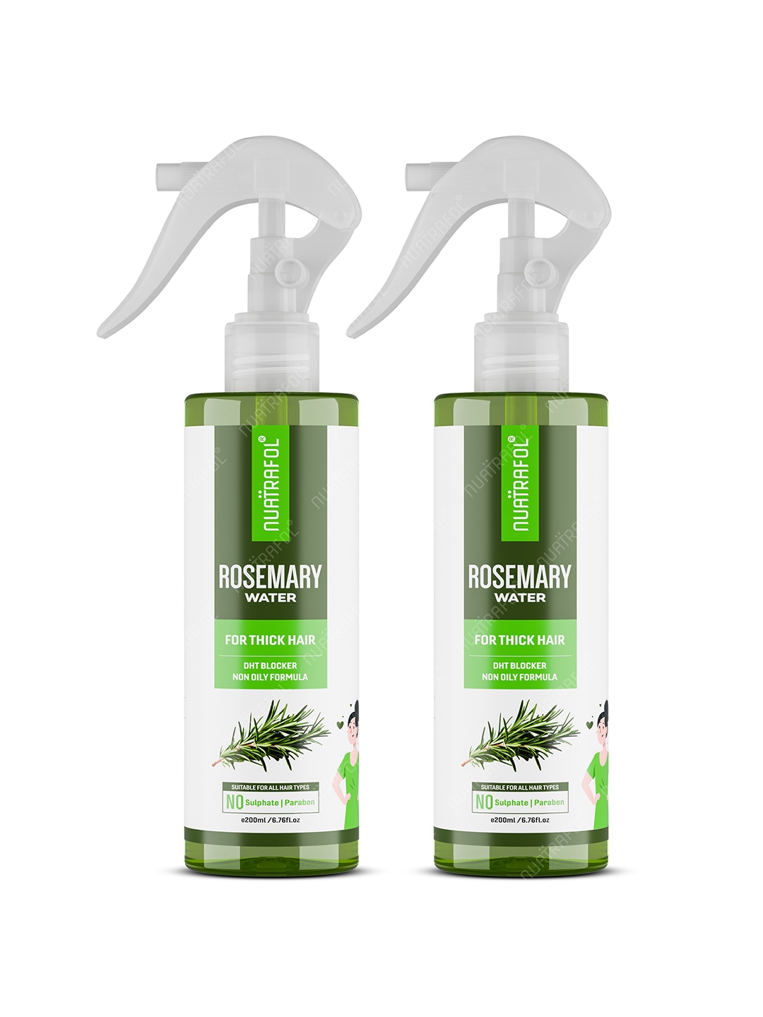 

NUATRAFOL Set Of 2 Rosemary Water Spray For Hair Growth -200ml Each, Green